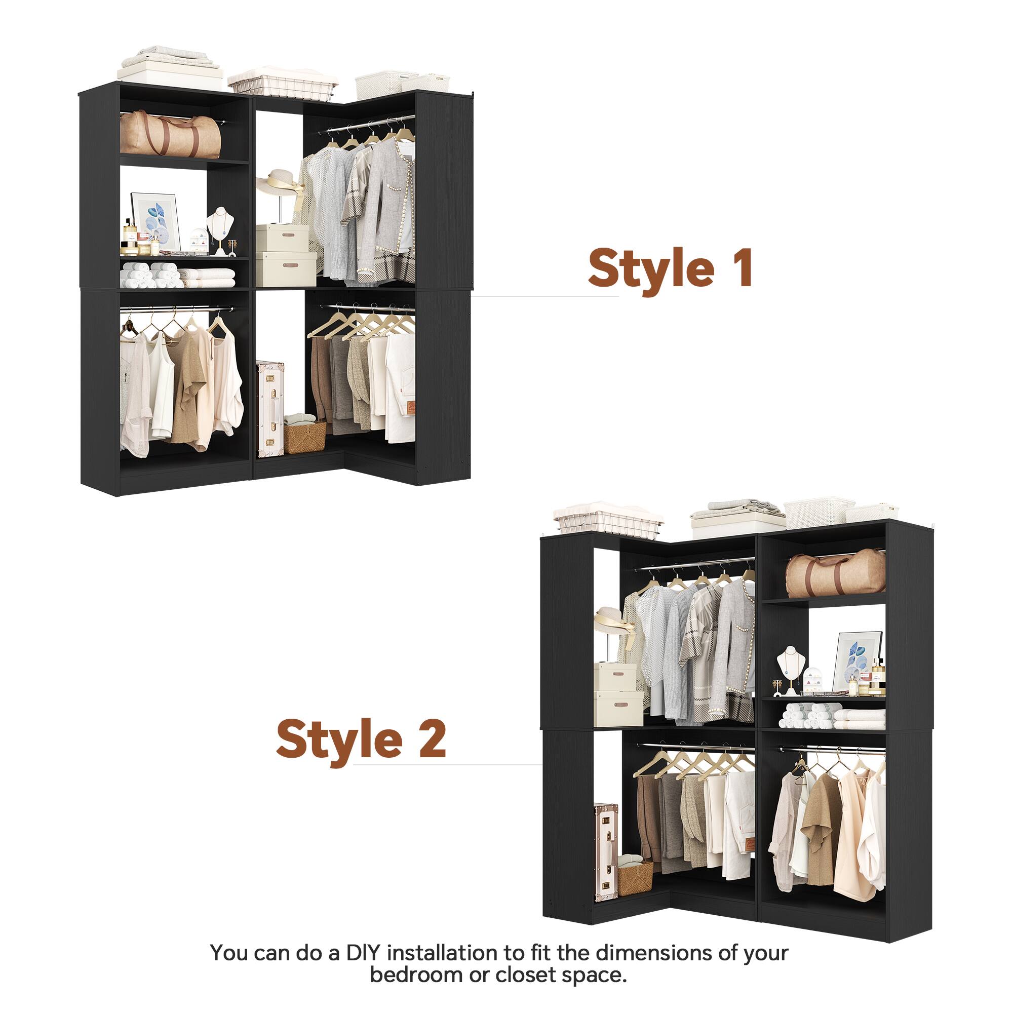 Style 1  
Style 2  

You can do a DIY installation to fit the dimensions of your bedroom or closet space.