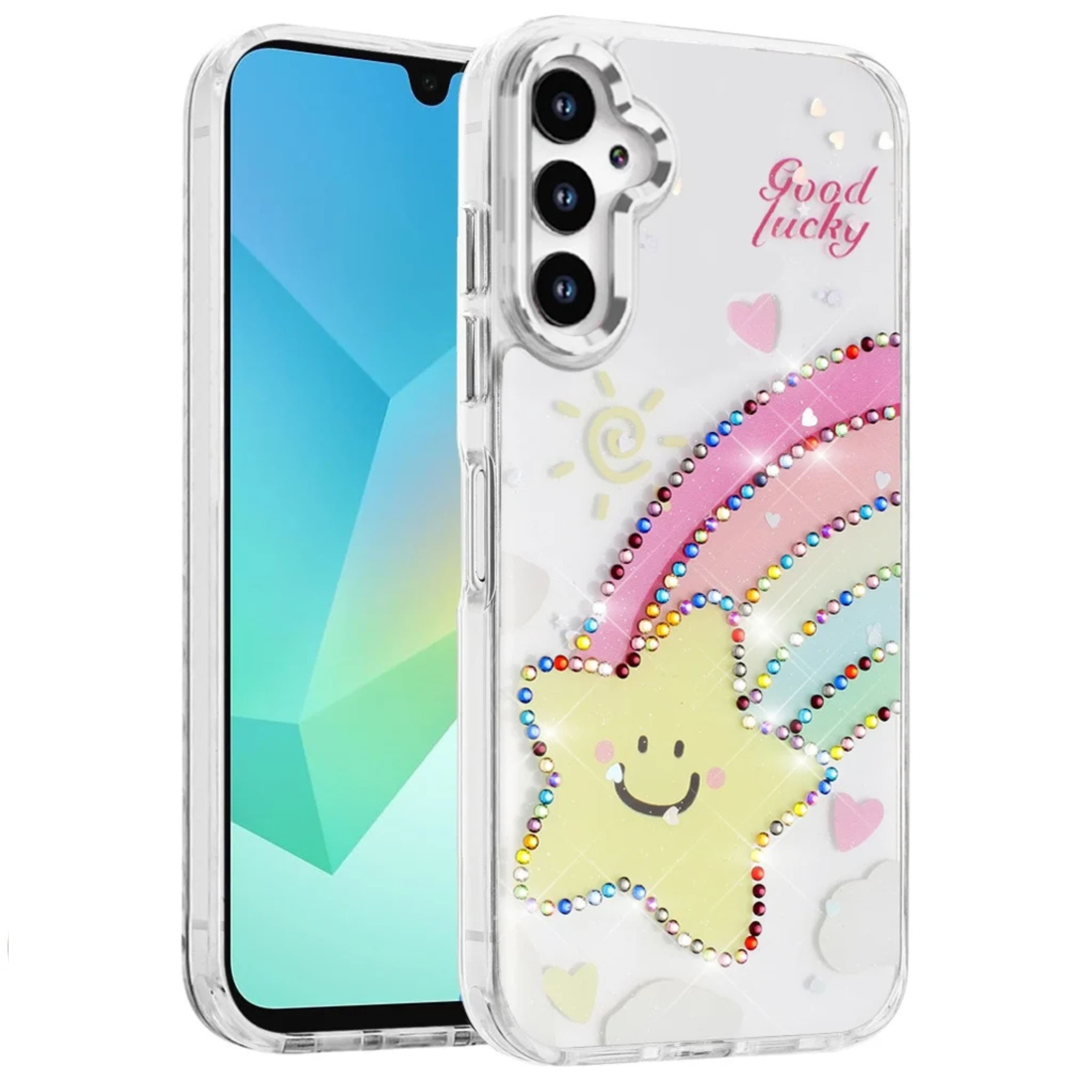 Kitcheniva - Colorful Epoxy Jewel Design Case With Tempered Glass For Samsung A16 5G Start - Rainbow
