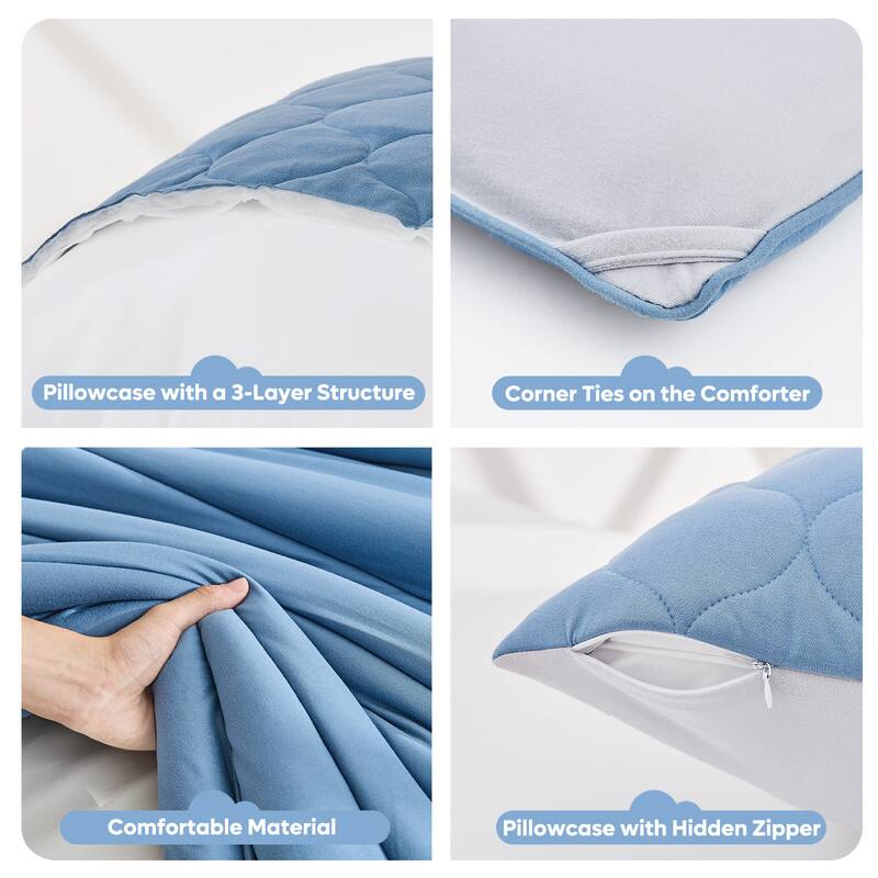 1. Pillowcase with a 3-Layer Structure
2. Corner Ties on the Comforter
3. Comfortable Material
4. Pillowcase with Hidden Zipper