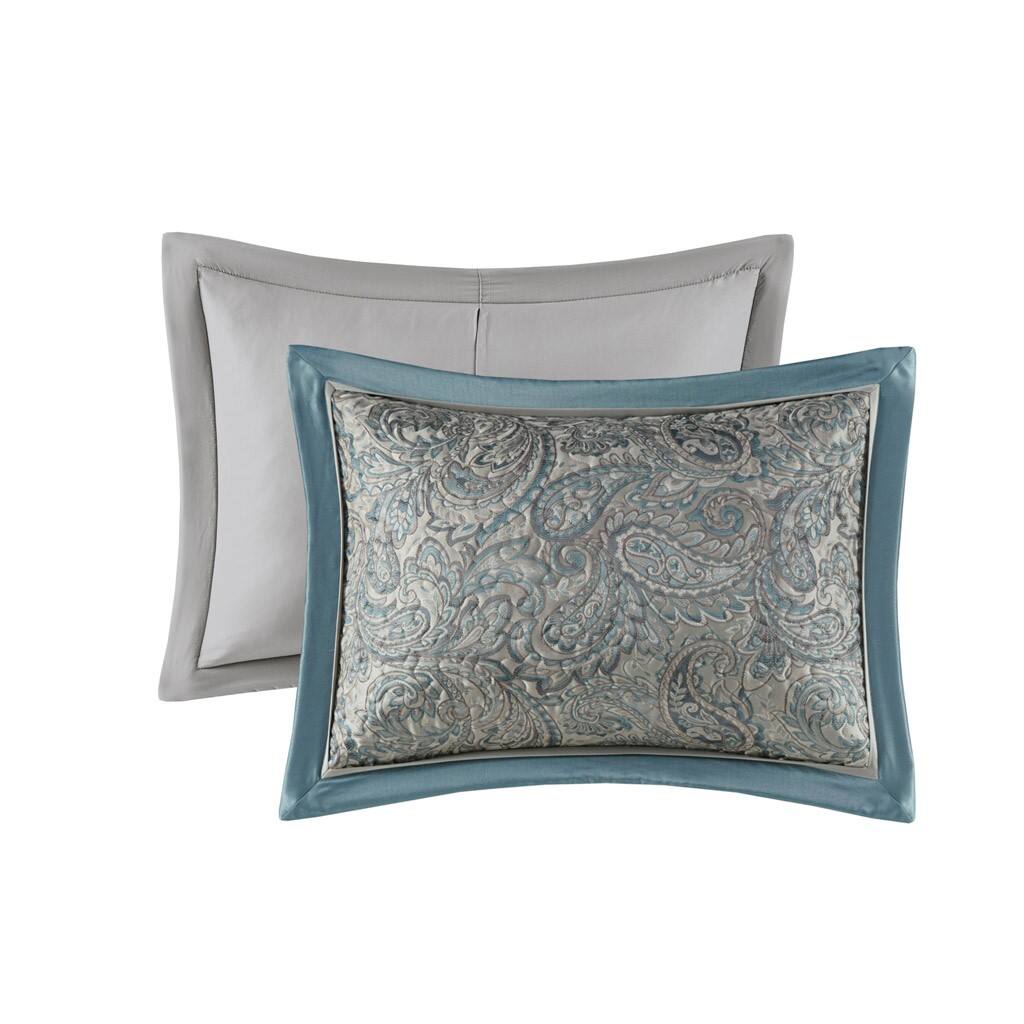 Alt View 3. Gracie Mills - Gracie Mills Thornton 5-Piece Reversible Jacquard Bedspread Set with Throw Pillows - Teal.