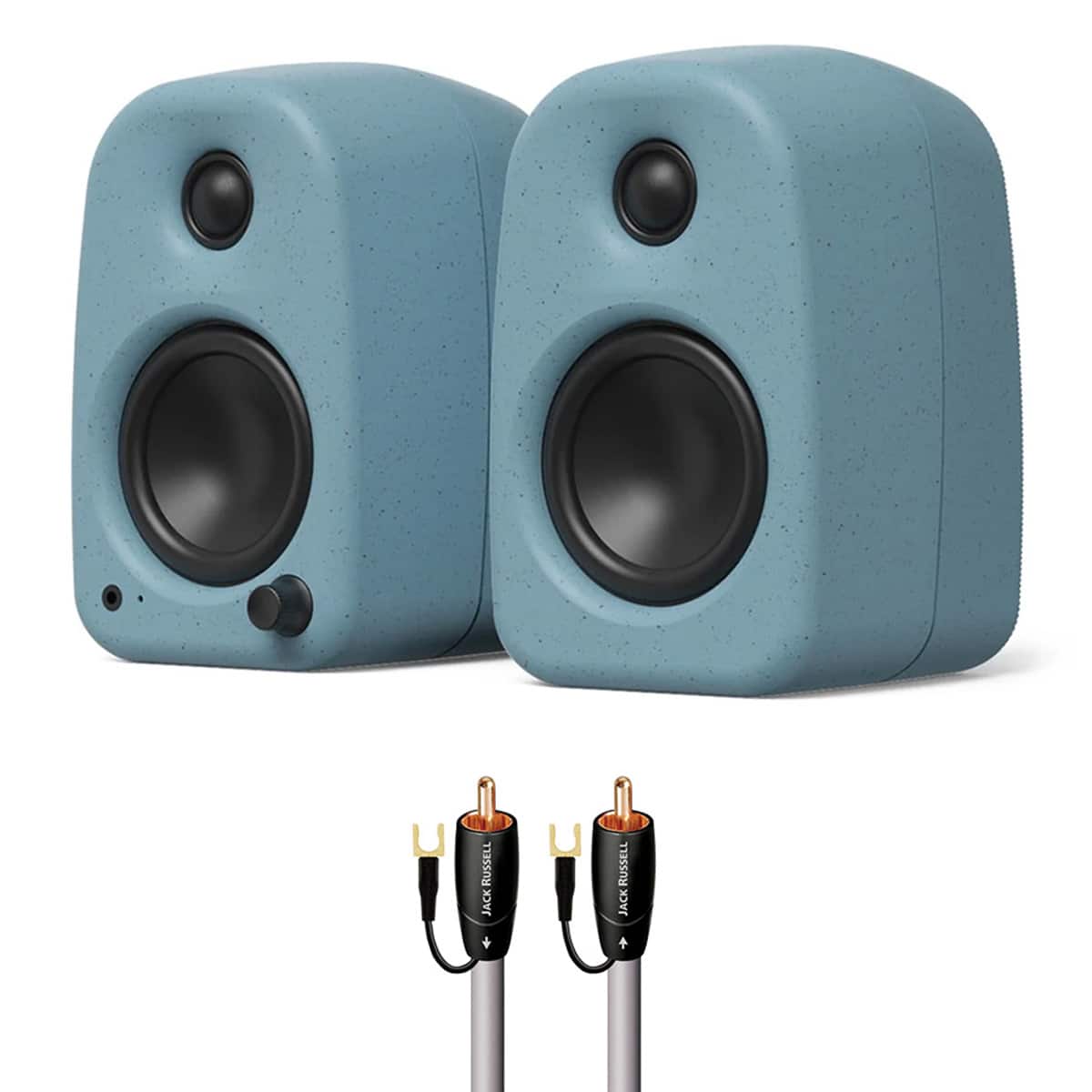 Kanto - UKI Bluetooth Speakers Bundle with AudioQuest Jack Russell Subwoofer Cable - 4m - Blue