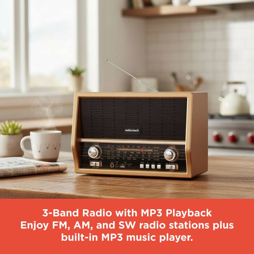 3-Band Radio with MP3 Playback  
Enjoy FM, AM, and SW radio stations plus built-in MP3 music player.