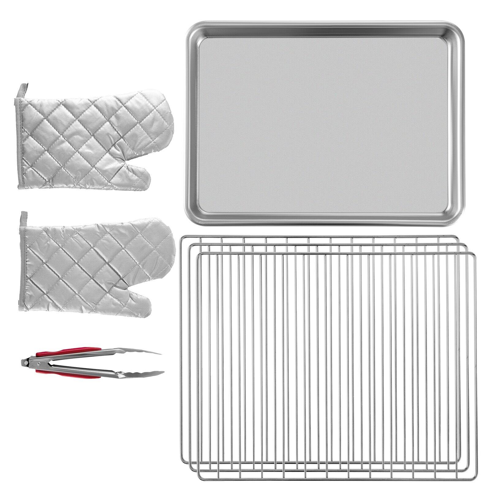 Alt View 8. Glintex - 21L Commercial Convection Oven Countertop Electric Toaster 3-Tier 1440W with Trays and Accessories - Silver.