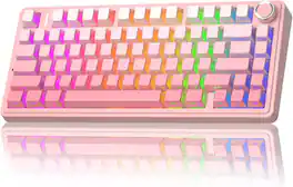 Core Tech - F75 Pro 75% Wireless Mechanical Keyboard with Feather Silent Switches - Pink