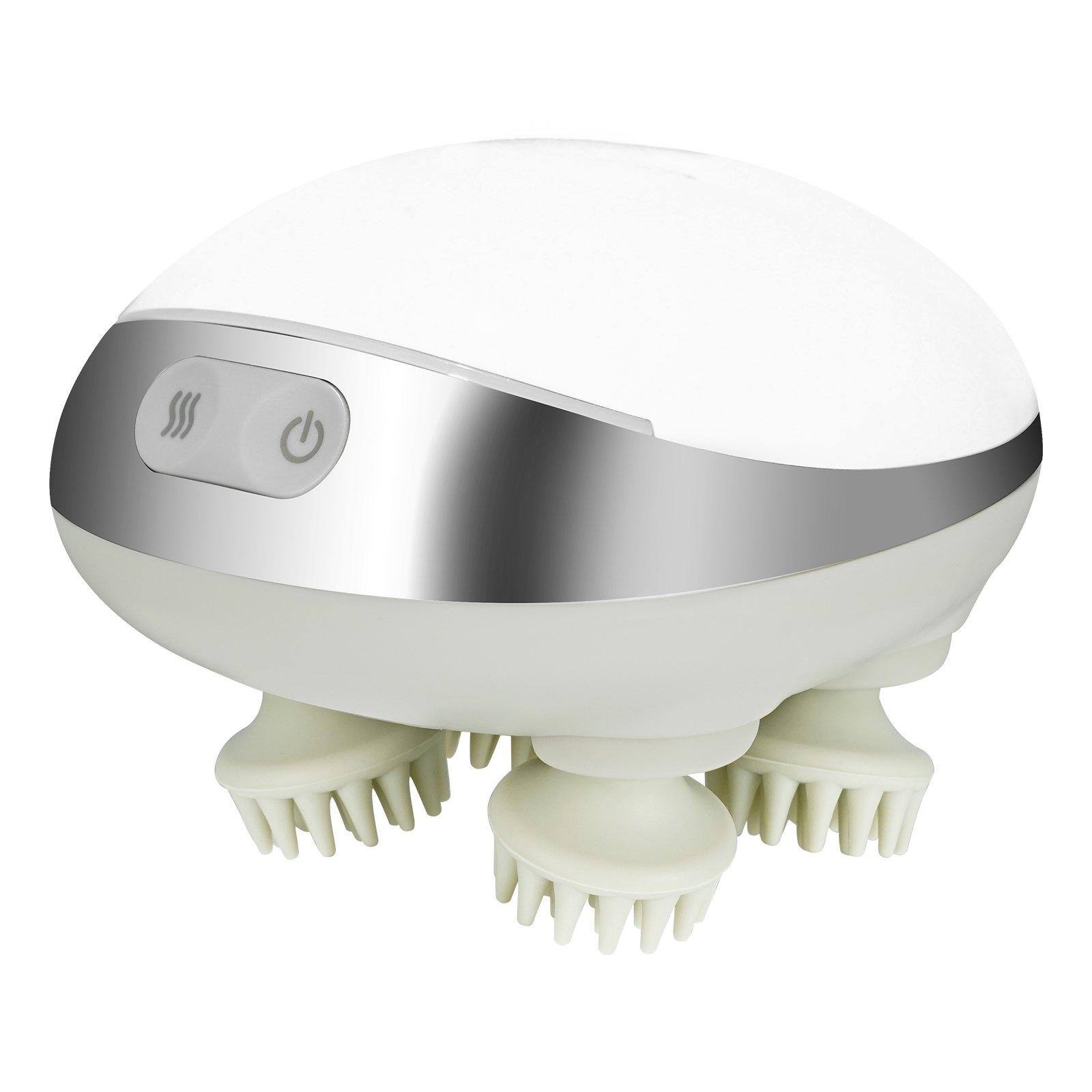 Alt View 8. Glintex - Electric Scalp Massager Waterproof Portable Rechargeable Kneading Head Massager for Stress Relief and Hair Care - Elegant White.