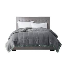 Gracie Mills - Larry All-Season Down Alternative Blanket with Satin Trim - Charcoal