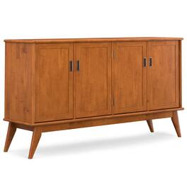 Simpli Home - Draper SOLID HARDWOOD Mid Century 4 Door Sideboard Buffet - Teak Brown