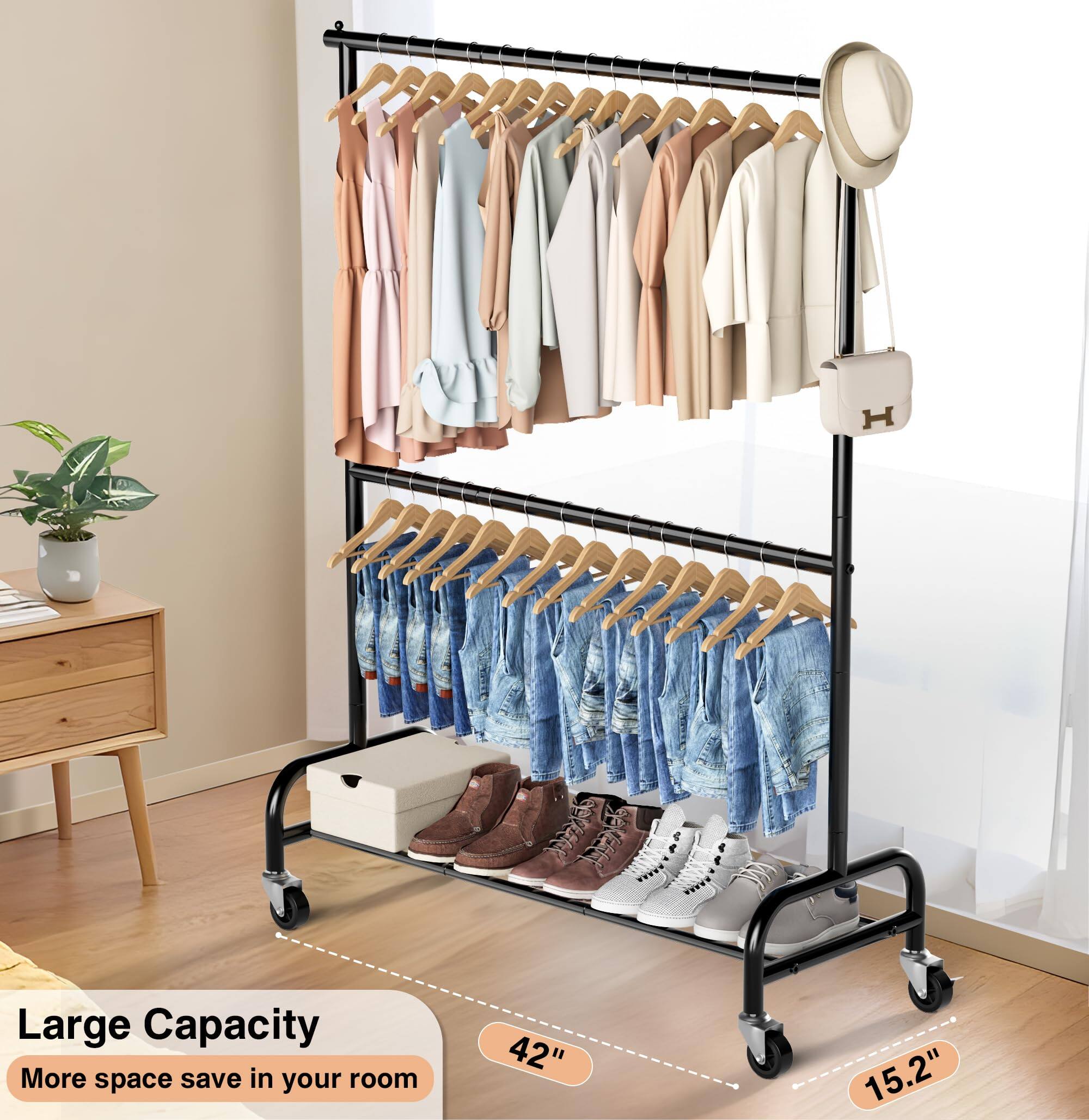 Large Capacity  
More space save in your room  
42"  
15.2"