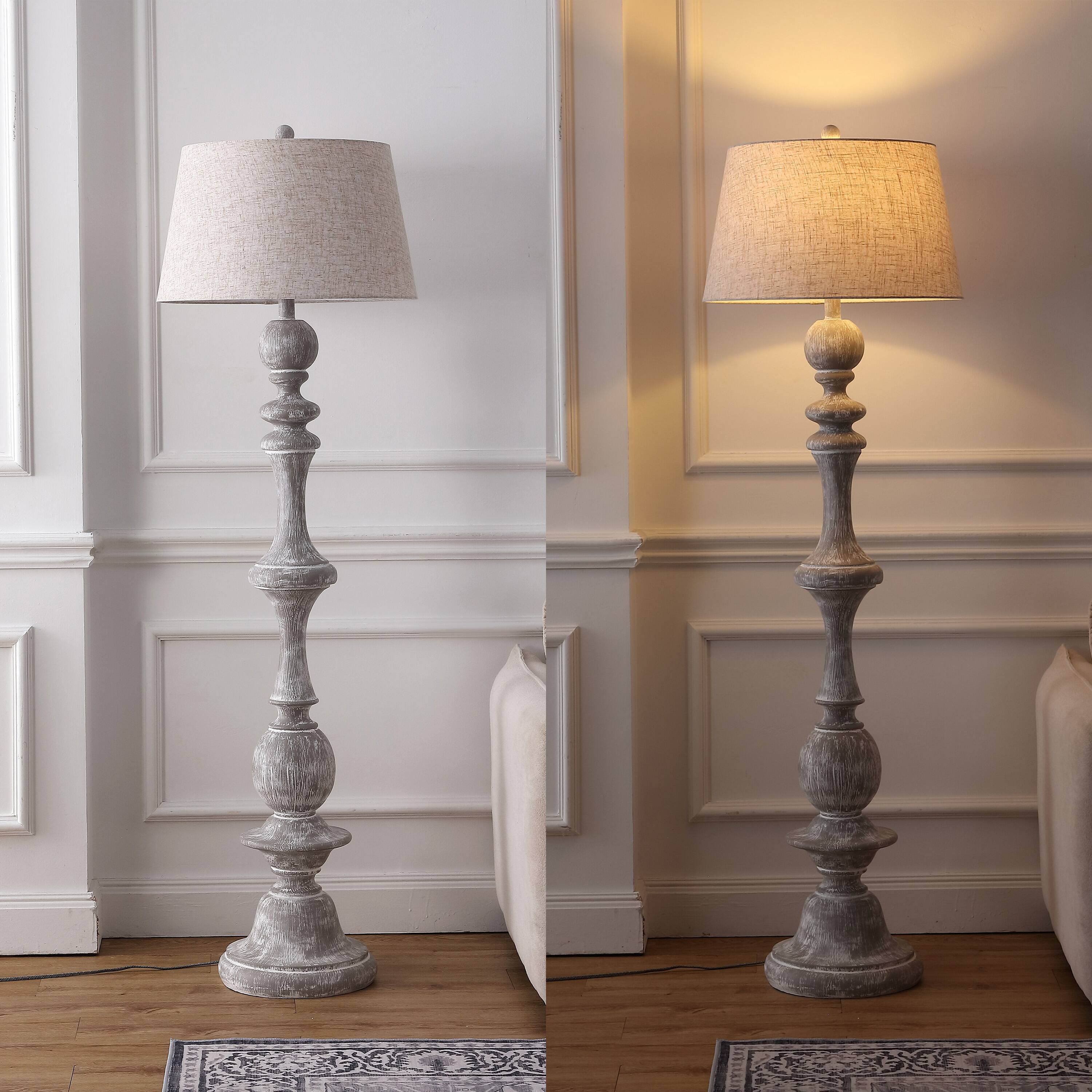 Alt View 3. Jonathan Y - Taylor 67" Rustic Farmhouse Spindled Resin LED Floor Lamp, Gray Wash - Gray Wash.