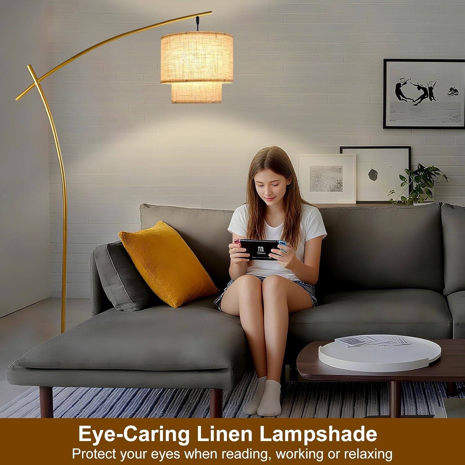 Eye-Caring Linen Lampshade  
Protect your eyes when reading, working or relaxing