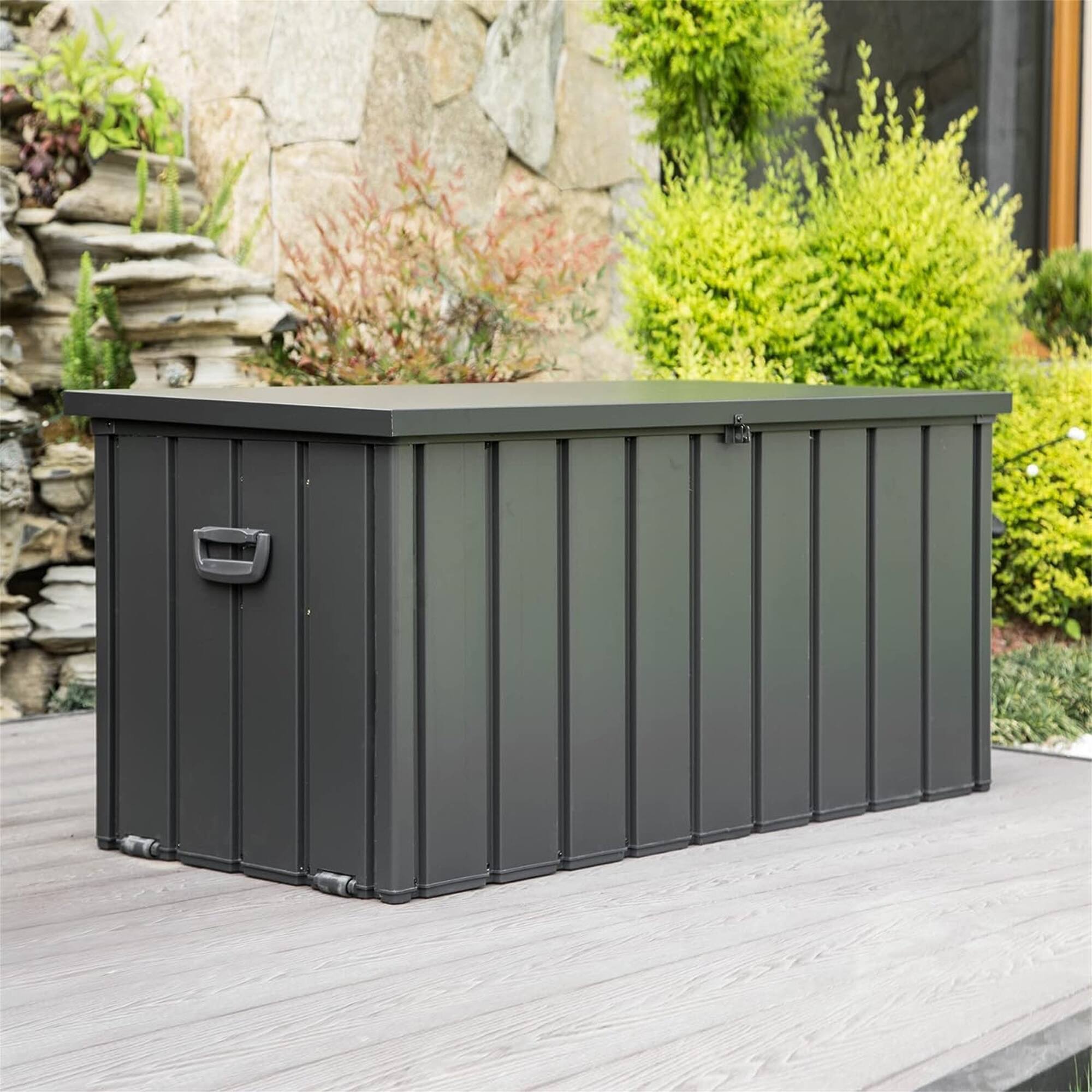 Alt View 5. LOVMOR - 100 Gallon Waterproof Outdoor Storage Deck Box Lockable Patio Container for Cushions Pillows and Garden Tools.