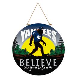 Evergreen Enterprises - New York Yankees 18" Bigfoot "Believe in Yourself" Team Logo Wood Round Door Sign - Multicolor