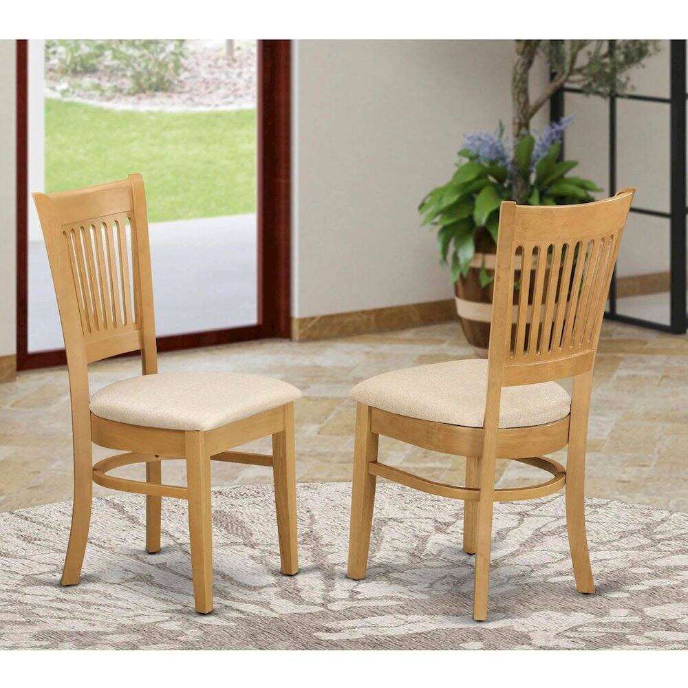 Left. East West Furniture - VAC-OAK-C Vancouver Linen Fabric Seat Dining Chairs - Oak Finish set of 2 - Oak.
