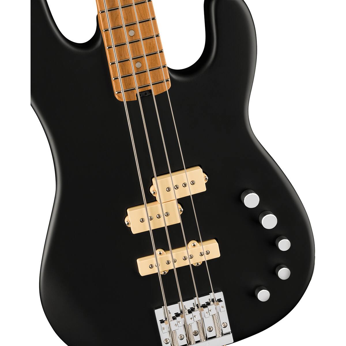 Alt View 2. Charvel - Charvel Pro-Mod San Dimas PJ IV Bass Guitar, Caramelized Maple Fingerboard, Satin Black.