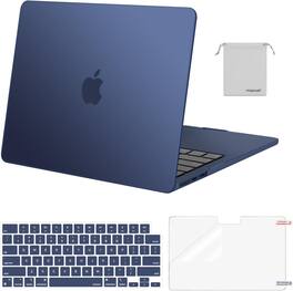 mosiso - Case for MacBook Air 15 inch M5 2026 2025-2023 M4 M3 M2 A3448 A3241 A3114 A2941, Shell&Keyboard Cover&Screen Film&Pouch - Haze Blue