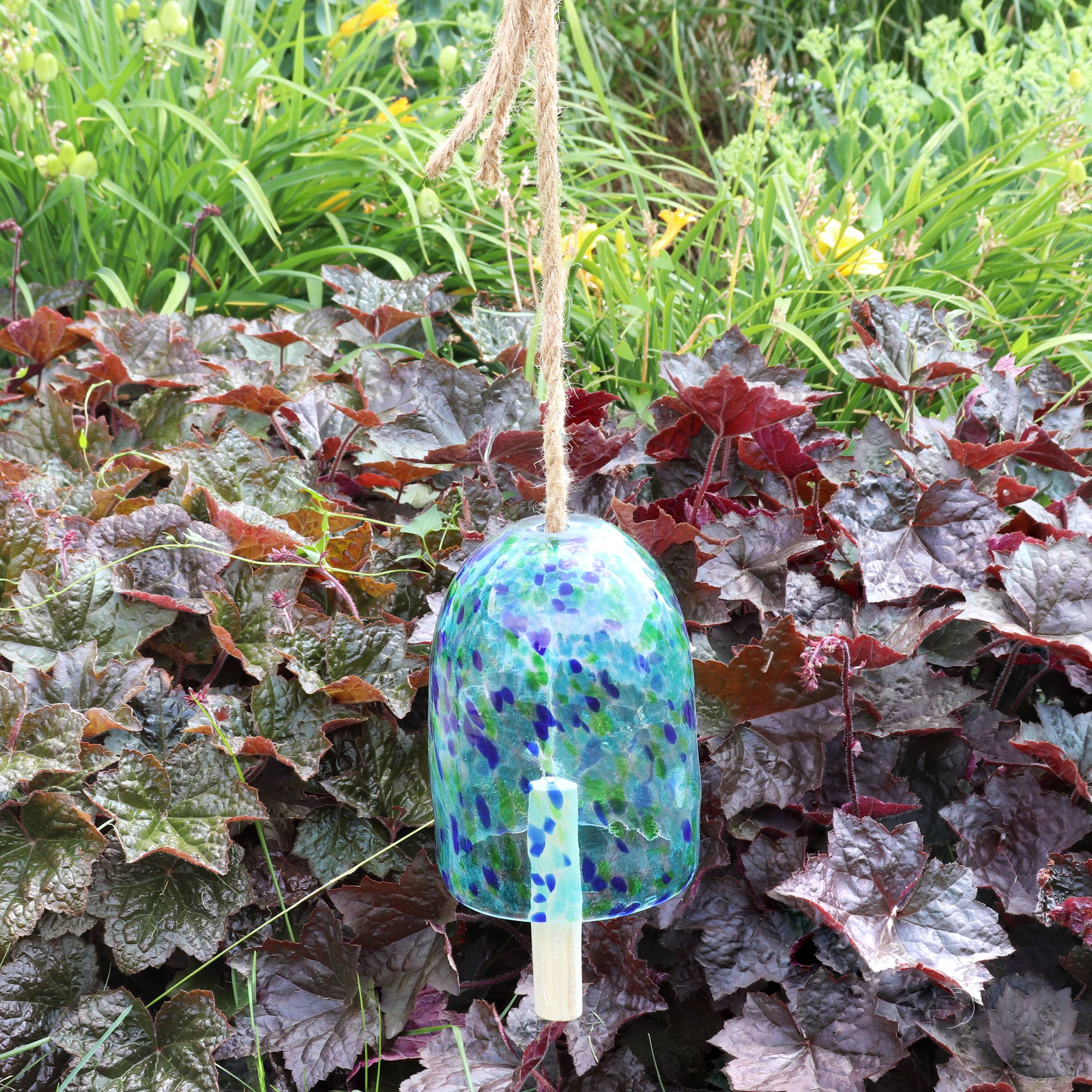 Alt View 4. Sunnydaze - Natural Melody Glass Wind Chime Bell - 7.5 in - Blue Freeze.