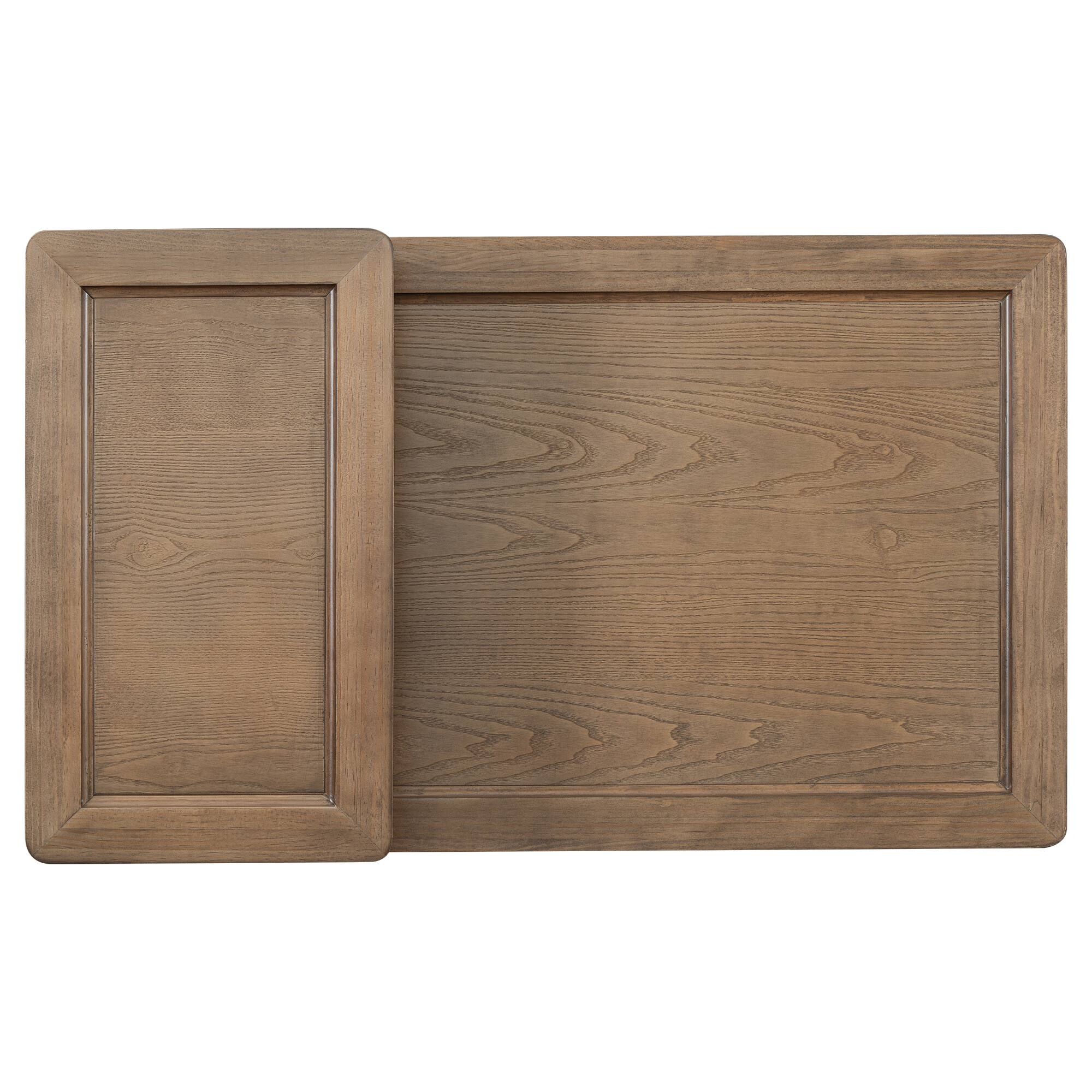 Alt View 1. Bestier - Modern Coffee Table with Dual Tabletops 1 Shelf and Rattan Drawer Mid Century Accent Table for Living Room - Brown.