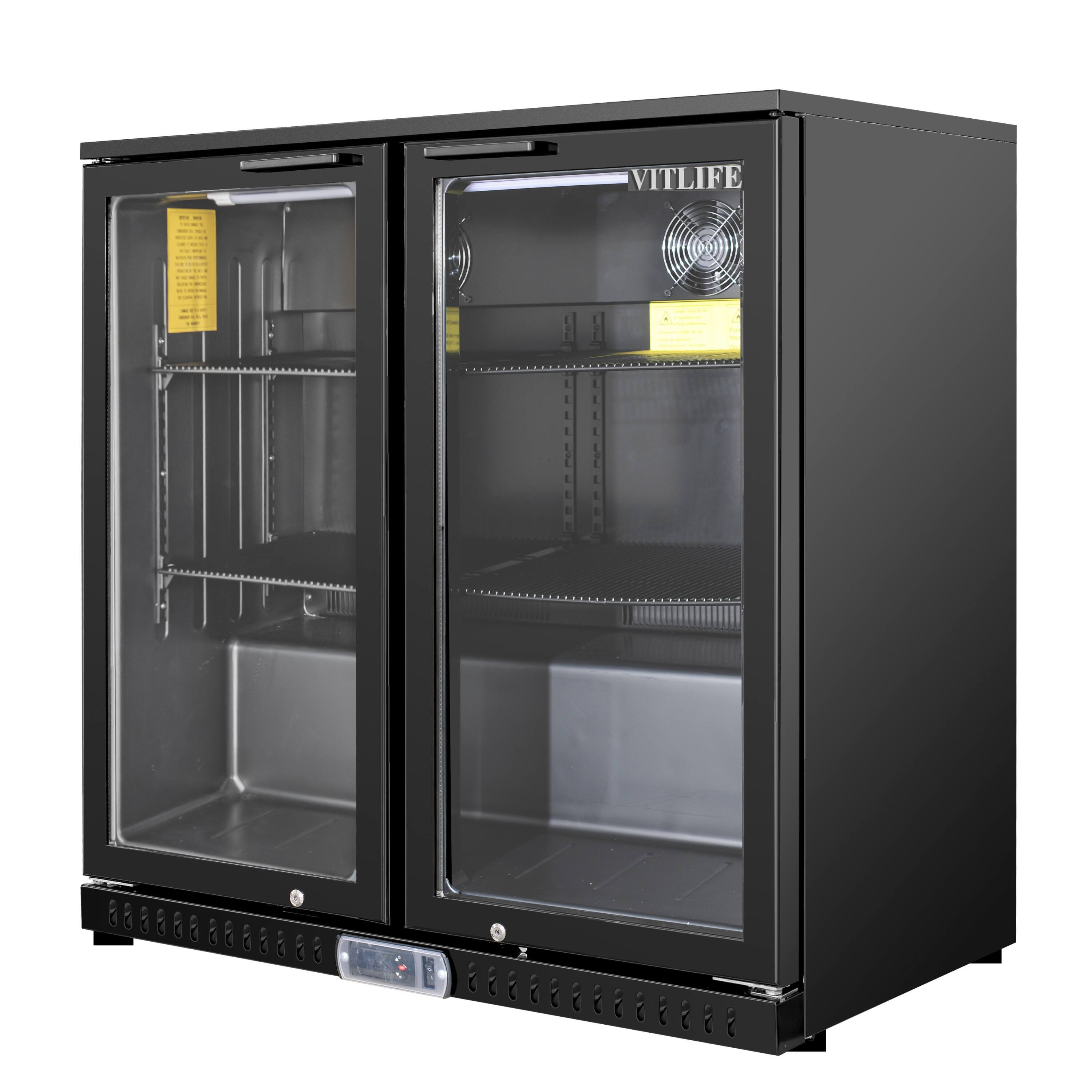 Left. Equator - Equator Vitlife 7.5 Cu.Ft. Bar Fridge, 2 Glass Doors, LED, Beer & Wine Cooler for Bar/Home - Black.