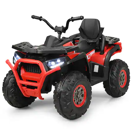 Front. Costway - Costway 12V Kids Electric 4-Wheeler ATV Quad 2 Speeds Ride On Car w/MP3&LED Lights - Red.