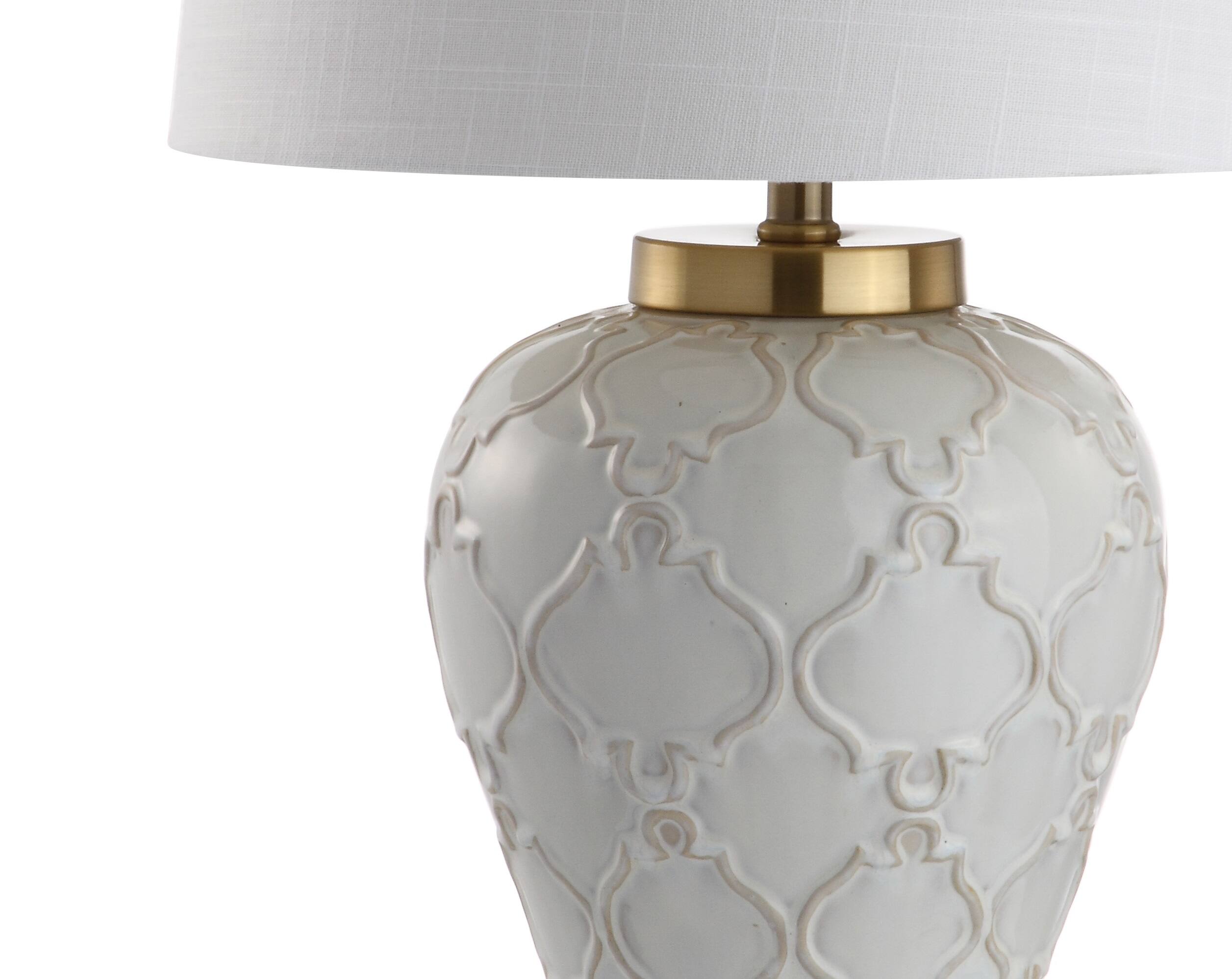 Alt View 6. Jonathan Y - Arthur 29" Ceramic LED Table Lamp, Cream - Cream.