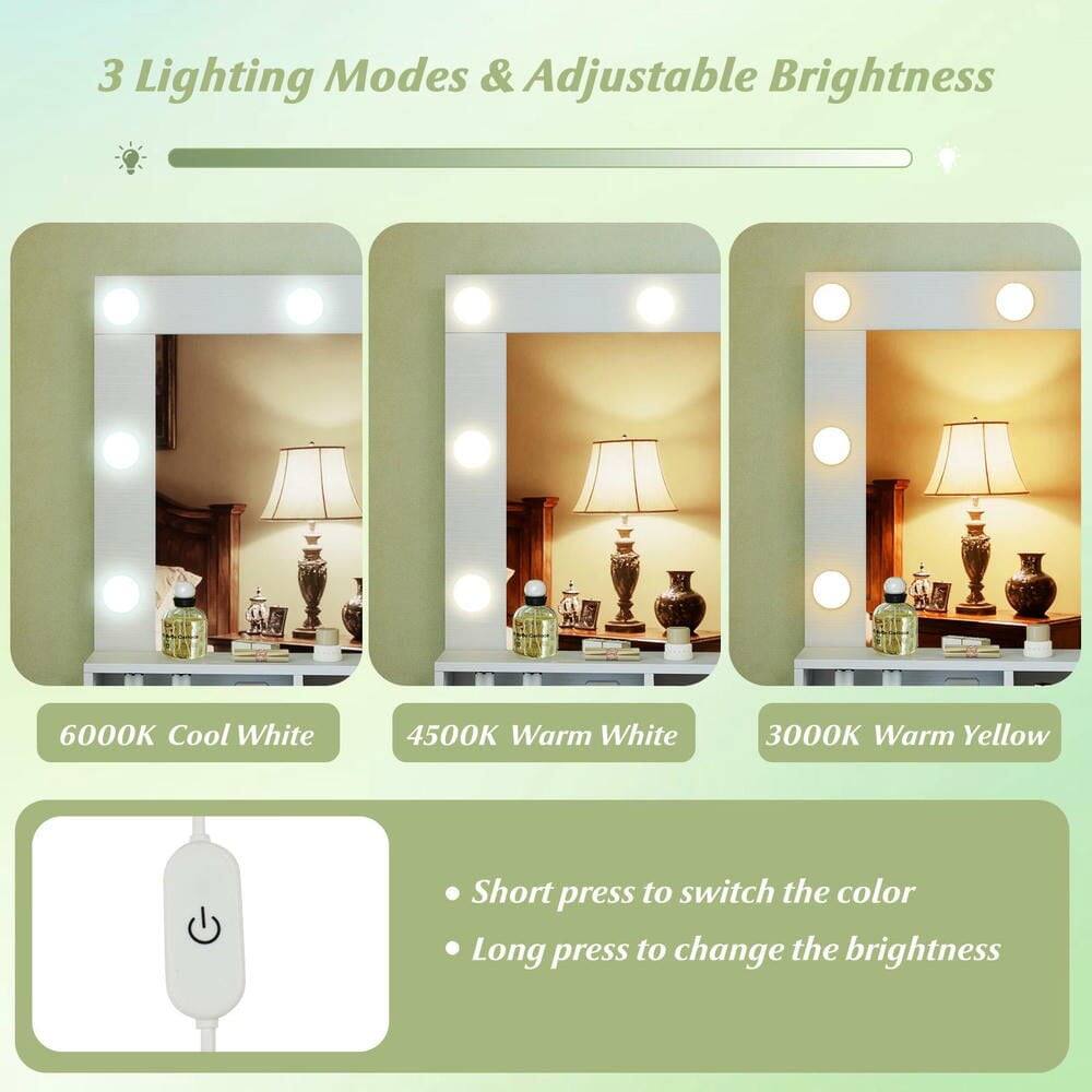 3 Lighting Modes & Adjustable Brightness

6000K Cool White  
4500K Warm White  
3000K Warm Yellow  

Short press to switch the color  
Long press to change the brightness