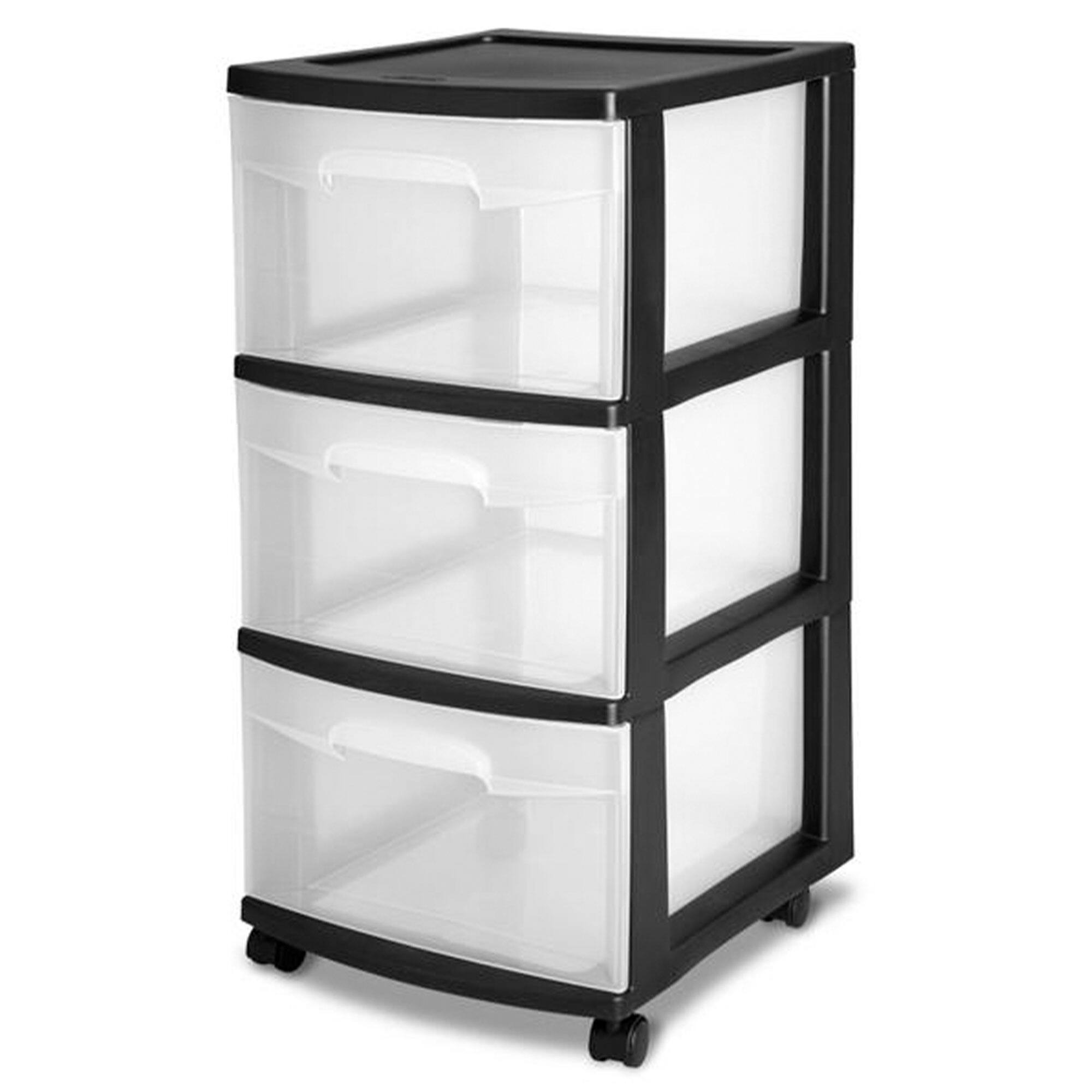 Alt View 7. Sterilite - Sterilite 3 Drawer Plastic Rolling Storage Cart, Clear with Black Frame (6-Pack).