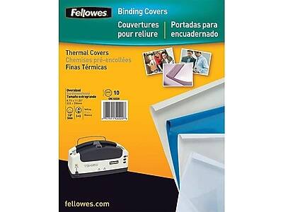 Fellowes Binding Covers  
Couvretures pour reliure  
Portadas para encuadernado  

Thermal Covers  
Chemises pré-encollées  
Finas Térmicas  

Oversized  
Thermal extra-grande  

10  

fellowes.com