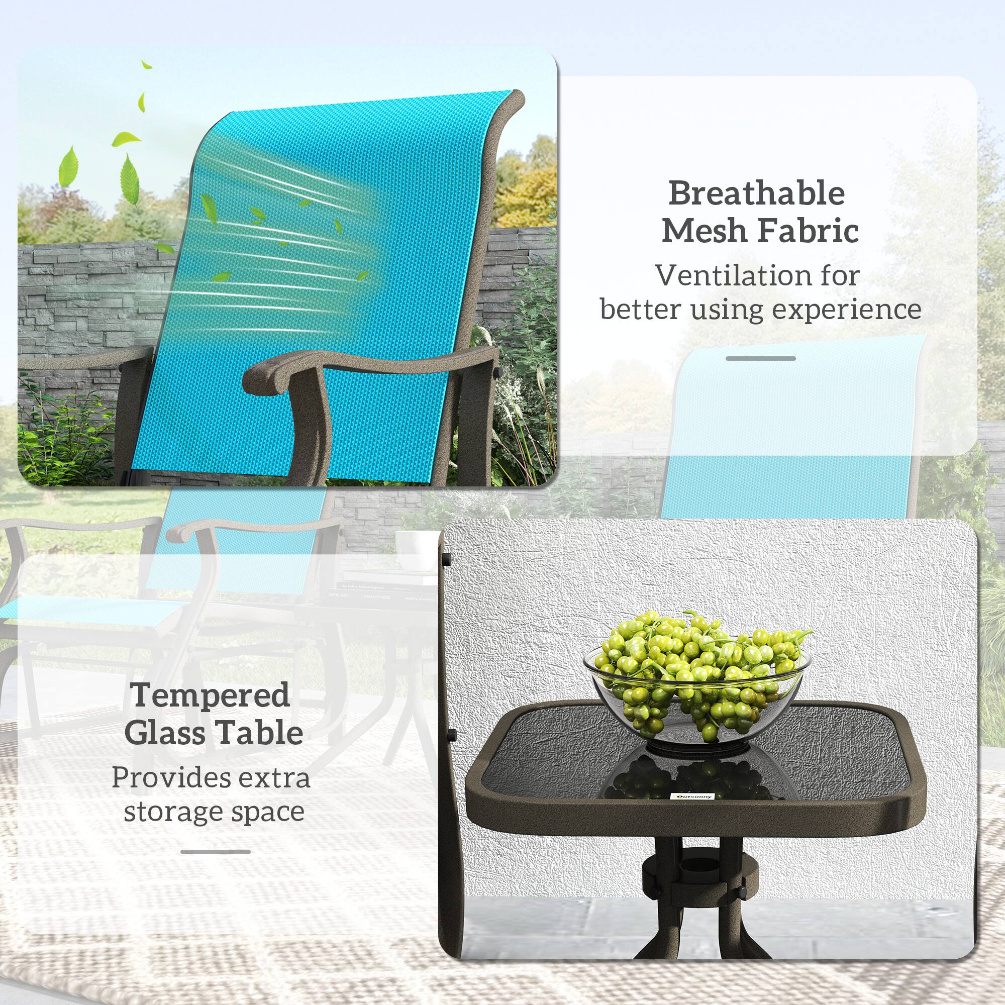 Breathable Mesh Fabric Ventilation for better using experience
Tempered Glass Table Provides extra storage space