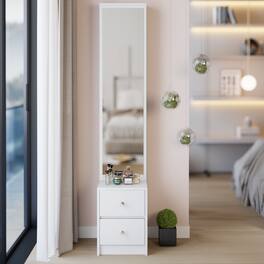 APRILSOUL - Simple Stylish Dressing Mirror Cabinet Extra Large Mirror High Capacity Storage Use Alone or In Conjunction With Vanity - White