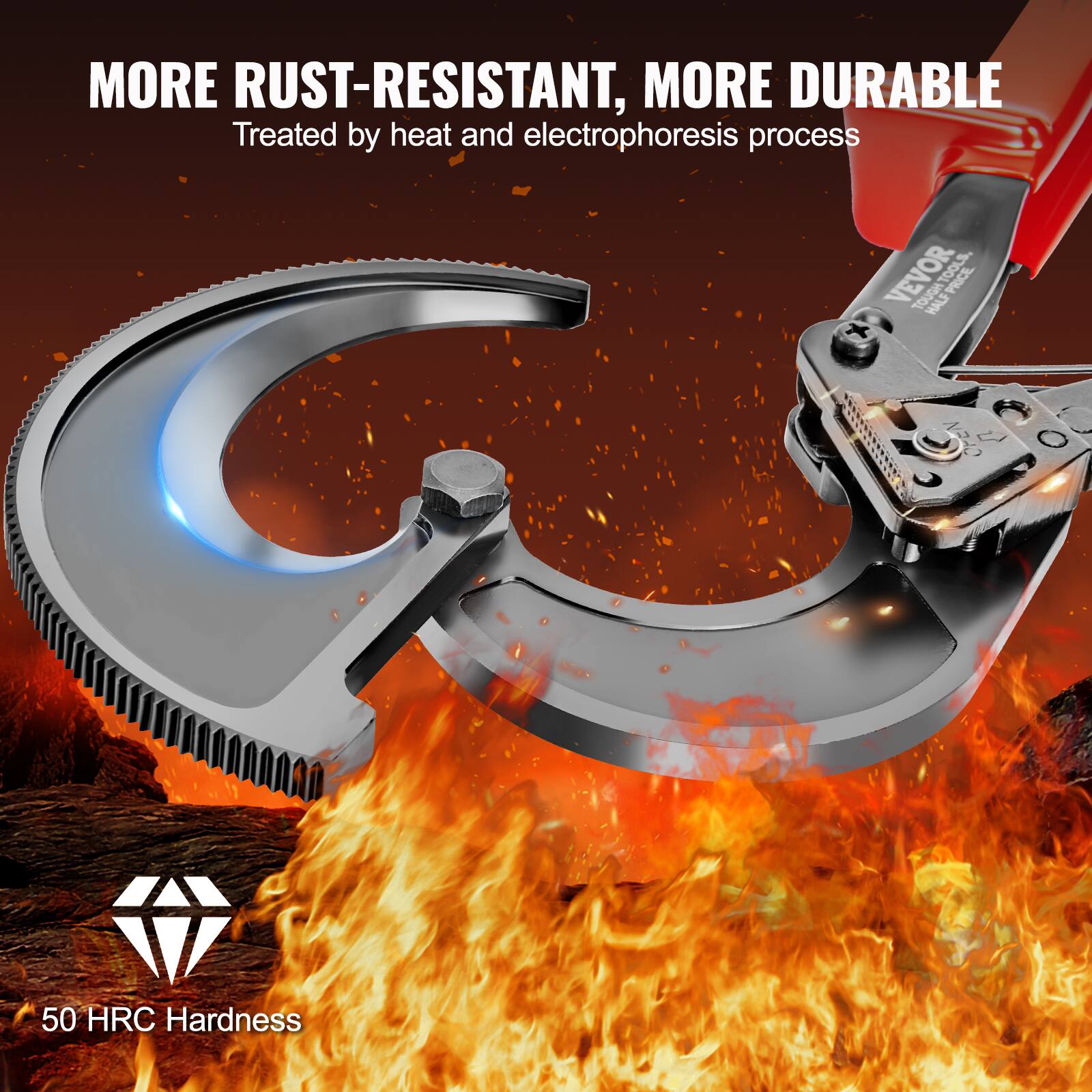 MORE RUST-RESISTANT, MORE DURABLE  
Treated by heat and electrophoresis process  

50 HRC Hardness