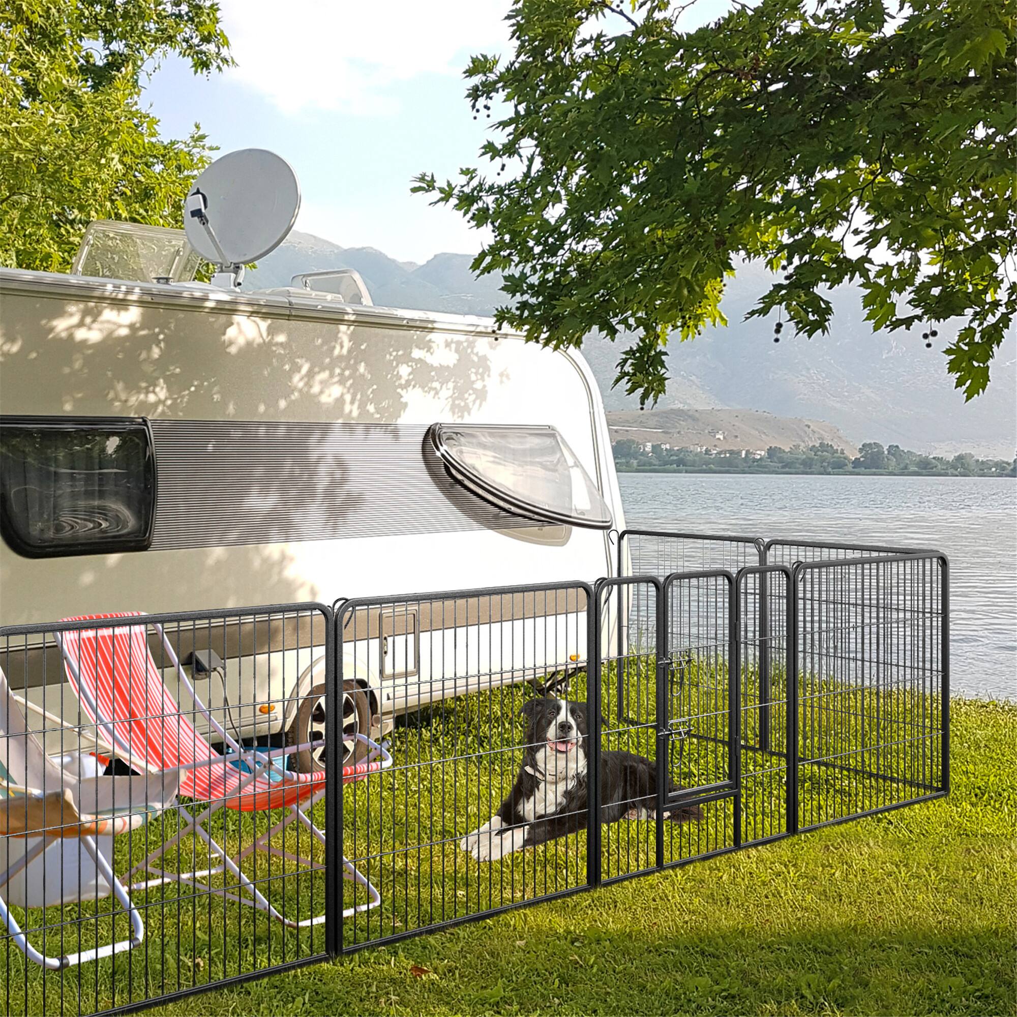 Alt View 3. Gymax - Gymax Dog Playpen Indoor Outdoor 8 Panel 32'' Height Pet Fence for Puppy w/ Door.