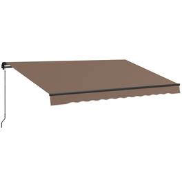 Outsunny - 12' x 10' Retractable Awning, Patio Awning Sunshade Shelter with Manual Crank Handle, 280gsm UV Resistant Fabric - Coffee