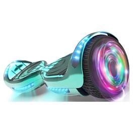 Hover Heart - Flash Wheel Hover board 6.5 In. Bluetooth Speaker with LED Light Self Balancing Wheel Electric Scooter - Chrome Turquoise