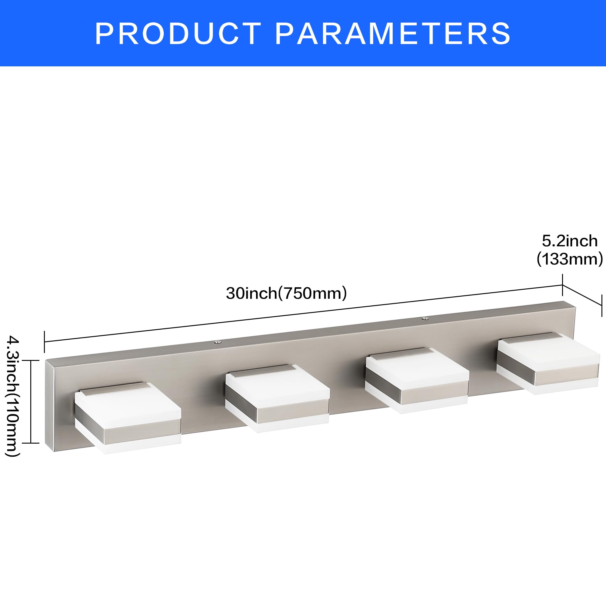 PRODUCT PARAMETERS

- 5.2 inch (133 mm)
- 4.3 inch (110 mm)
- 30 inch (750 mm)