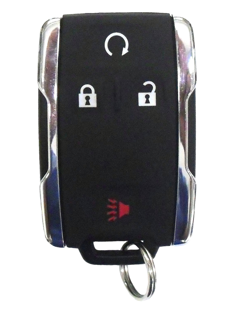 Front. Car Keys Express - GM Keyless Entry Remote - 4 Buttons (Lock, Unlock, Remote Start, and Panic) - Black.