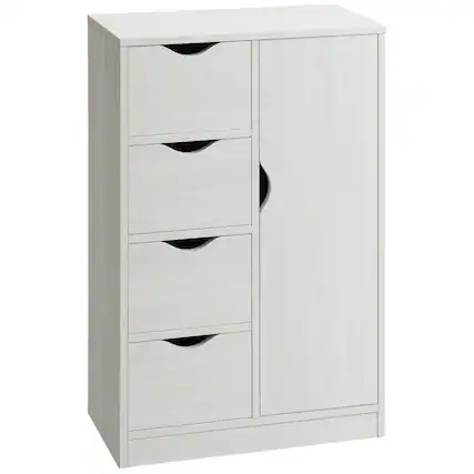Front. Homcom - Wooden Storage Cabinet Organizer with 4 Drawers and 1 Shelf - White.