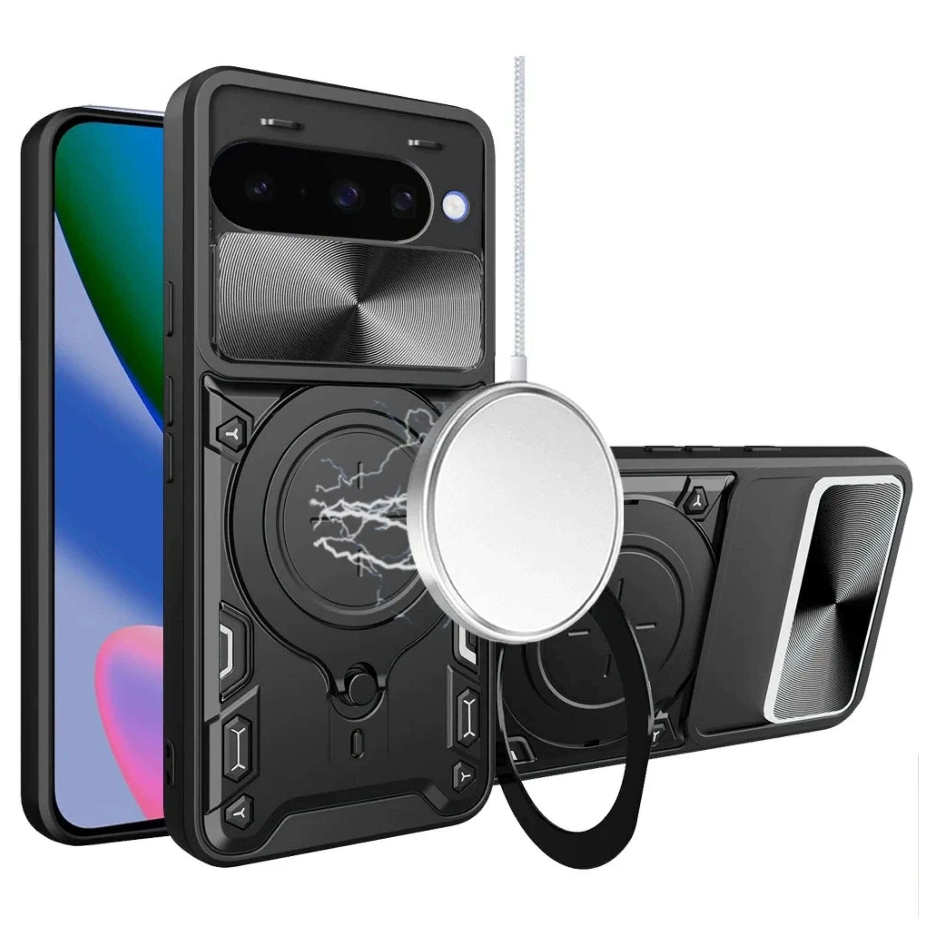 Kitcheniva - Case Magnetic Ring With Lens Cover Plus Tempered Glass For Google Pixel 11/11 Pro - Black price history on PriceWatchPro