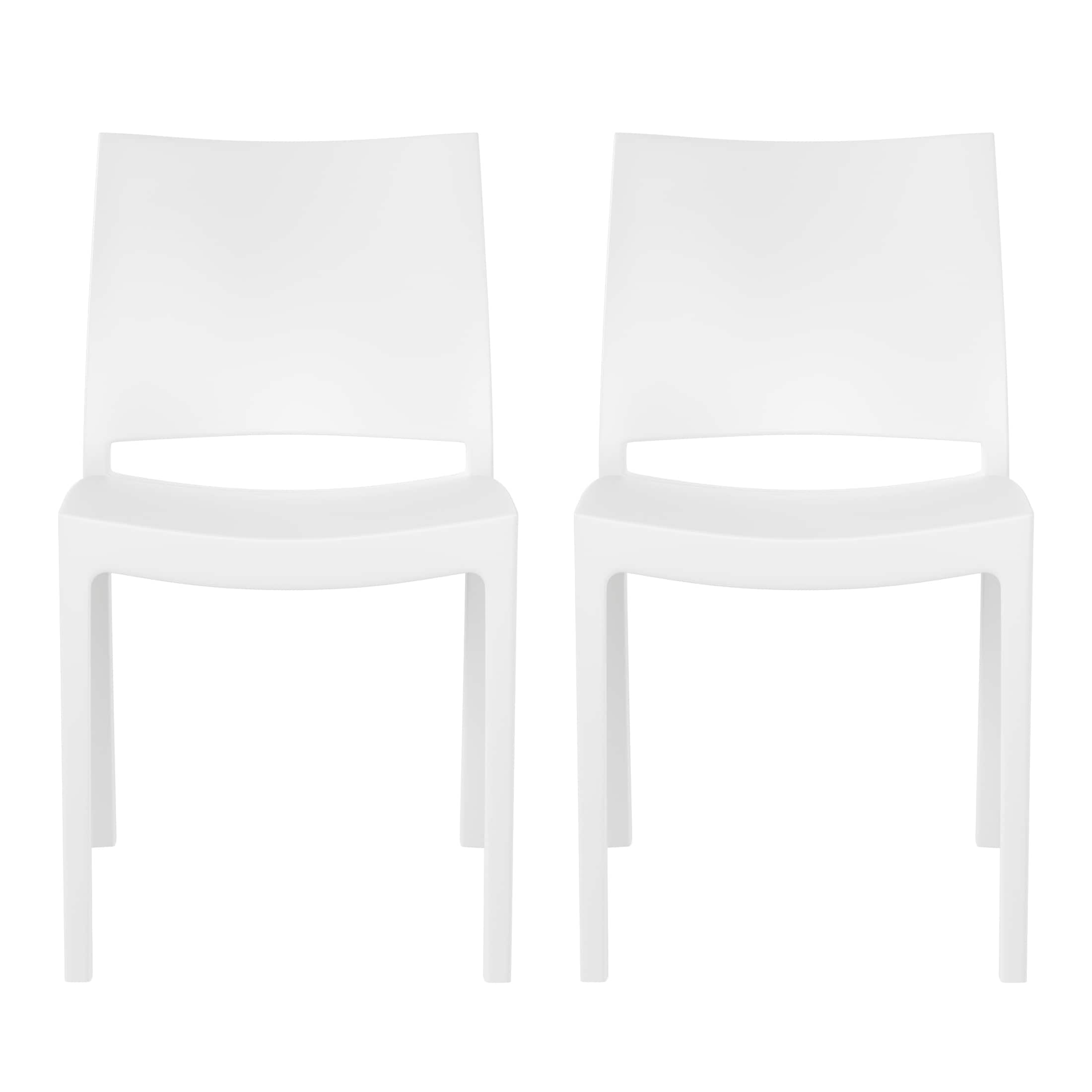 WestinTrends - Playa Modern Polypropylene Stackable Plastic Patio Dining Chair (Set of 2) - White