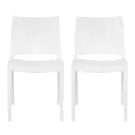 WestinTrends - Playa Modern Polypropylene Stackable Plastic Patio Dining Chair (Set of 2) - White