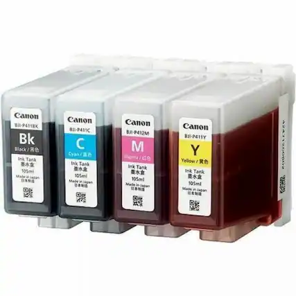 Canon BJ-P4118K Bk Black Ink Tank 105ml
Canon BJ-P411C C Cyan Ink Tank 105ml
Canon BJ-P412M M Magenta Ink Tank 105ml
Canon BJ-P411Y Y Yellow Ink Tank 105ml
Made in Japan