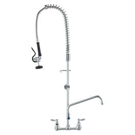 Industrial Sink Faucet, 44" Tall, 8" Apart, 12" Rotating Spout, Wall Mounted, Brass Made with Extendable Sprayer