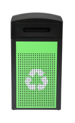Alpine Industries - 40 Gallon Steel Outdoor Commercial Recycling Trash Can with Dome Lid - Green -Square Opening Lid