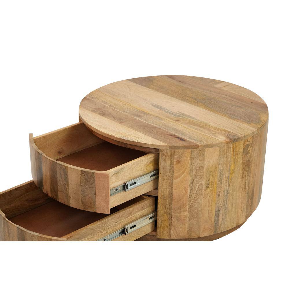 Alt View 4. Carolina Chair & Table - Christa 2-Drawer 30" Round Coffee Table - Natural - Brown.