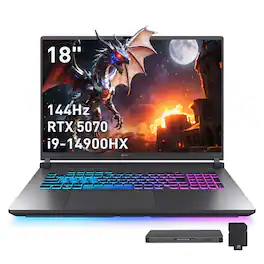 ASUS - ROG Strix G18 18" WUXGA Gaming Laptop,Intel i9-14900HX,64GB RAM,4TB SSD+1TB Dock Set,GeForce RTX 5070,Win 11 - Gray