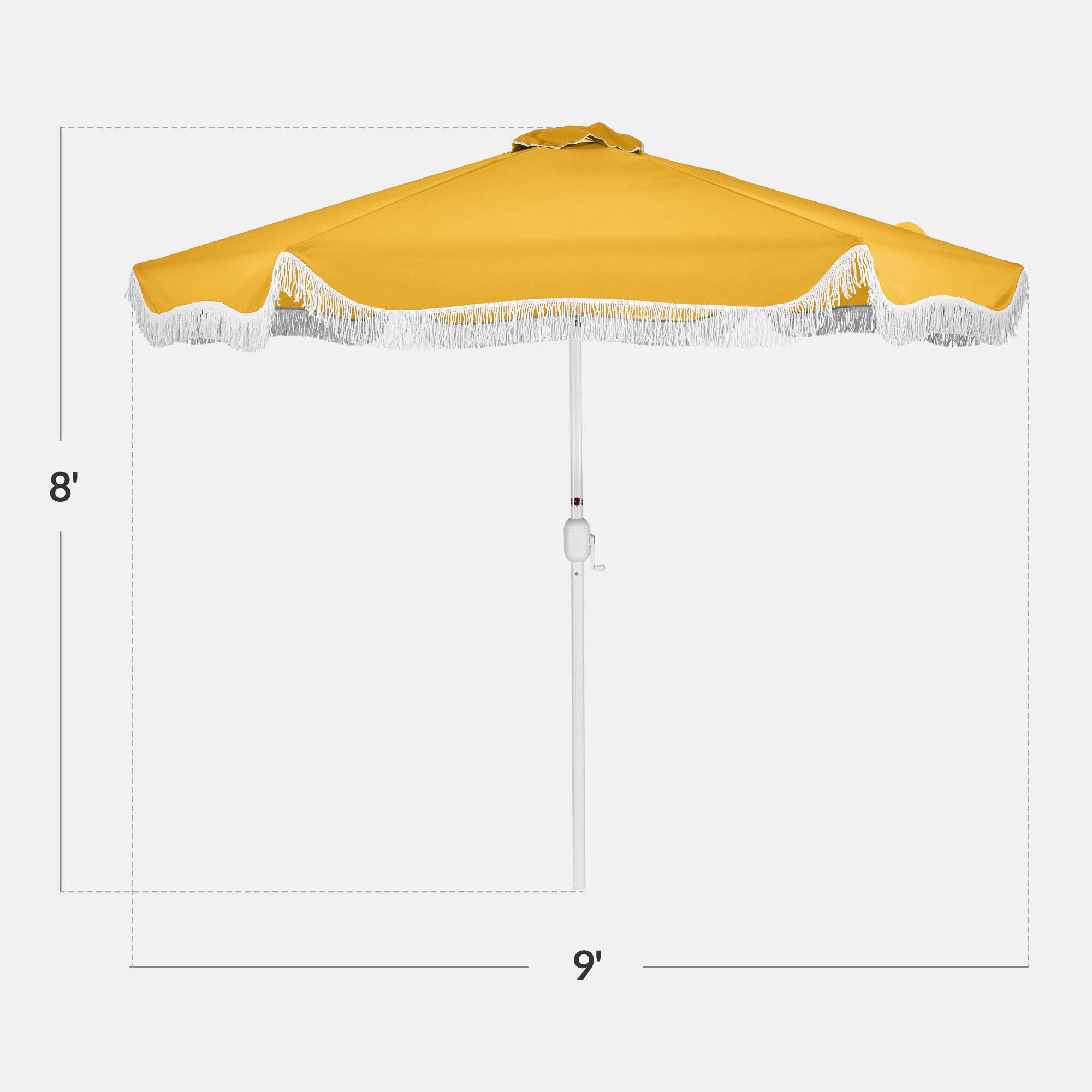 Alt View 1. Best Choice Products - Best Choice Products 9ft Fringe Market Umbrella  Boho Patio Sunshade w/ Tilt, UPF50+ - Marigold - Marigold.