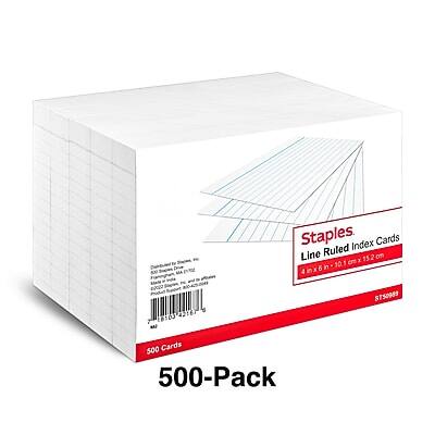 Staples  
Line Ruled Index Cards  
4x6 in (10.2 cm x 15.2 cm)  
500 Cards  
500-Pack  
ST50989