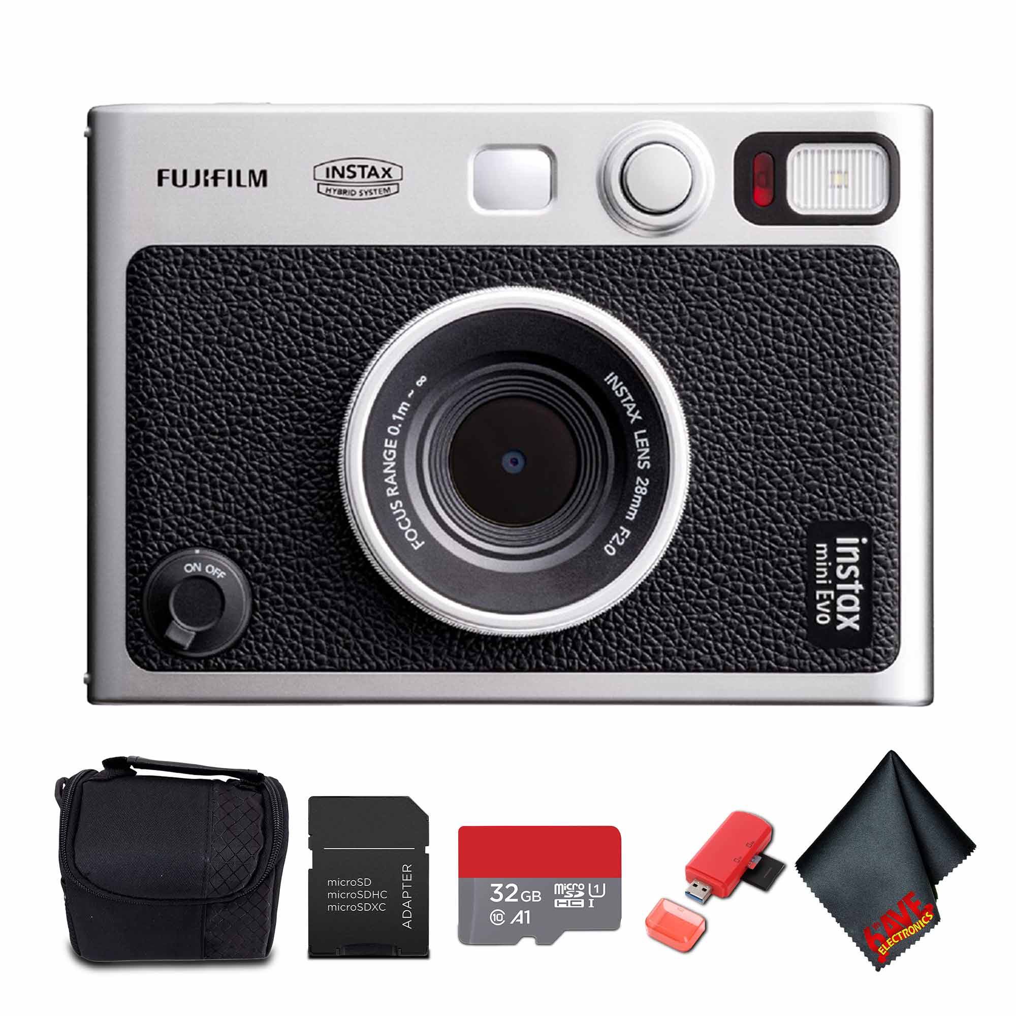 Fujifilm - Instax Mini EVO Hybrid Instant Camera with Micro SD to SD Adapter - Black