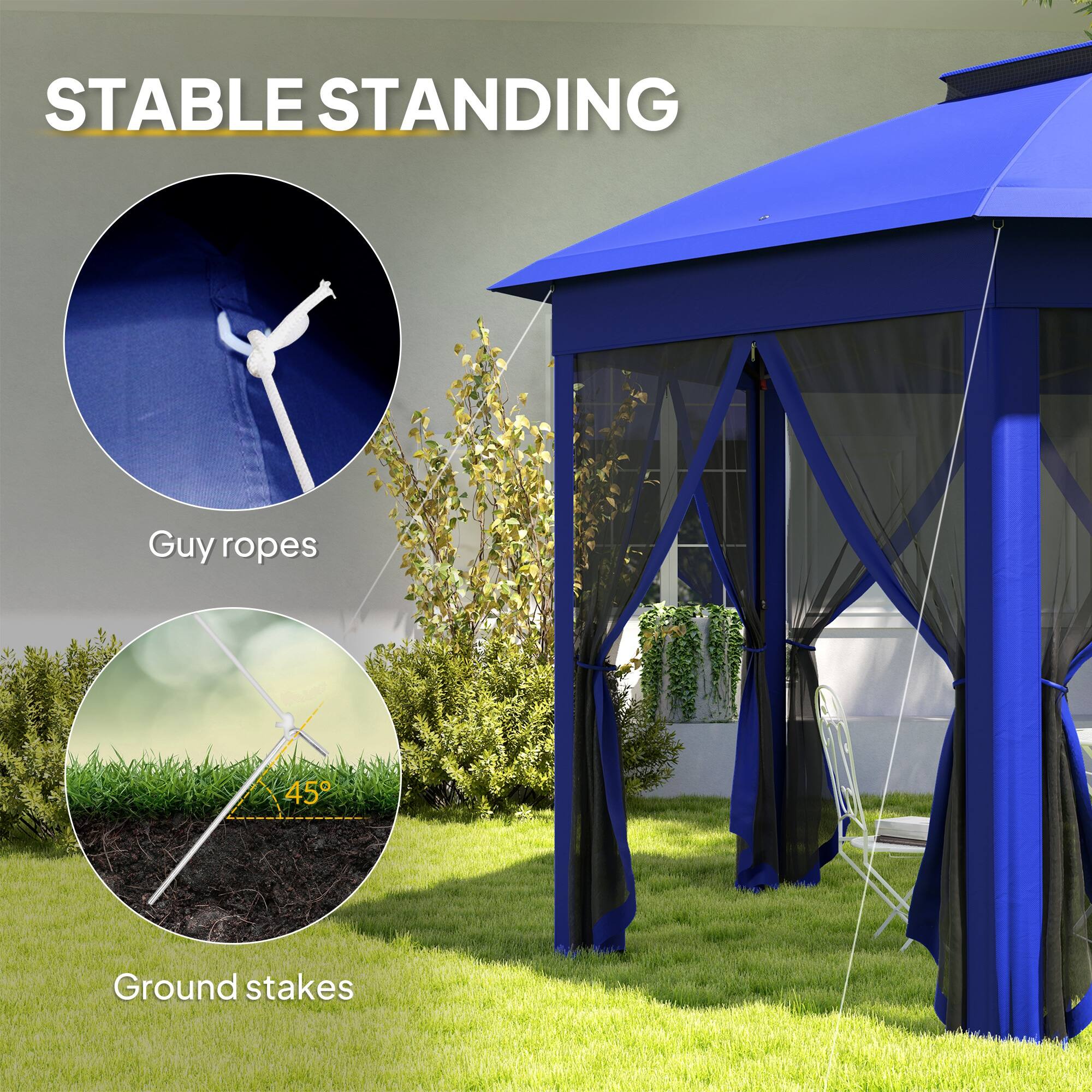 STABLE STANDING
Guy ropes
Ground stakes