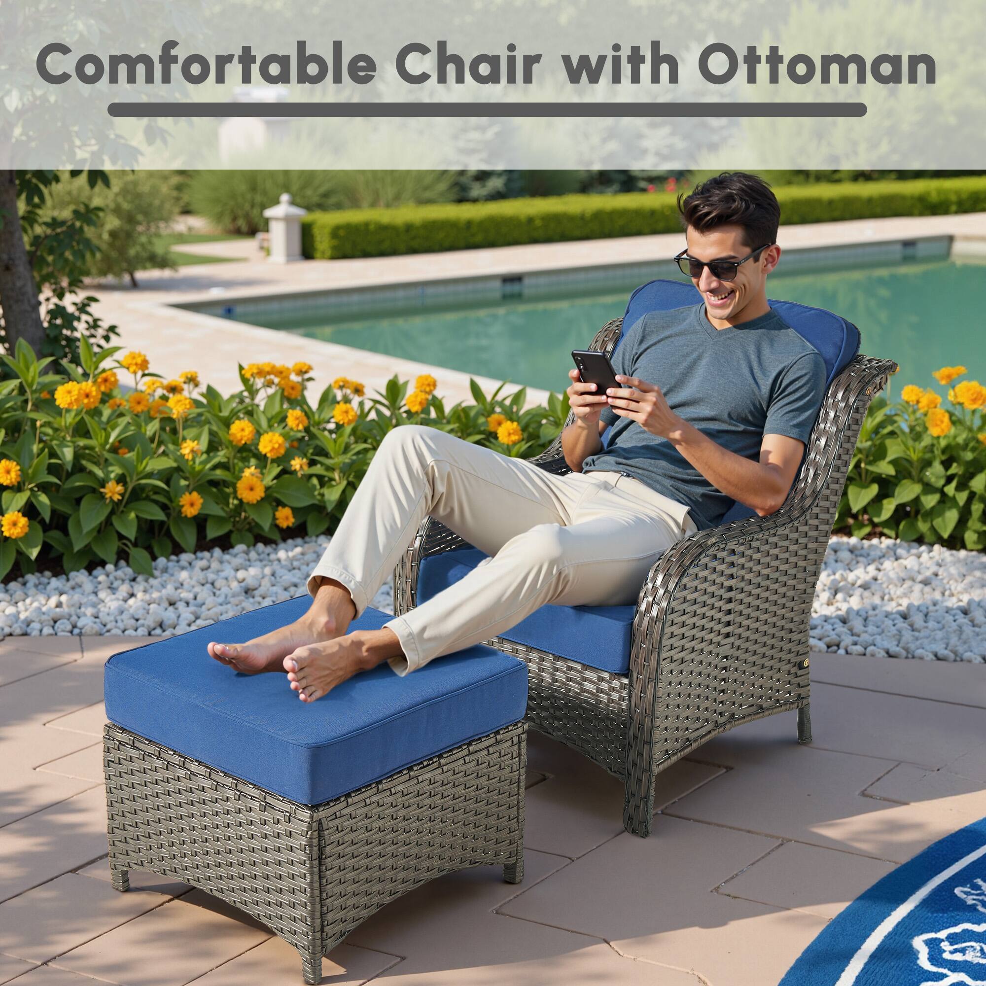 Comfortable Chair with Ottoman