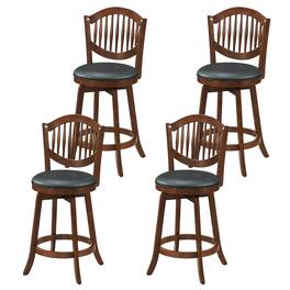 Costway - Swivel Bar Stools Set of 4, 25" Counter Height Barstools with Backrest & Wood Frame - Brown
